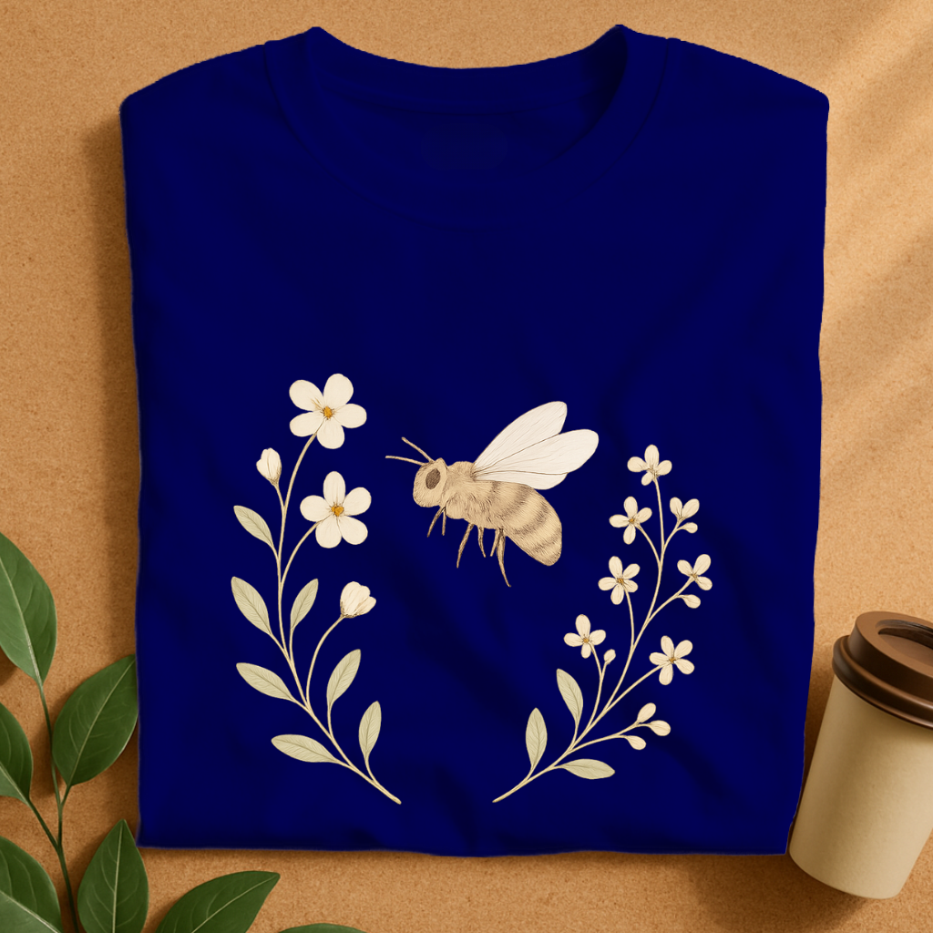 Delicate Bee & Wildflowers – Botanical Harmony T-Shirt