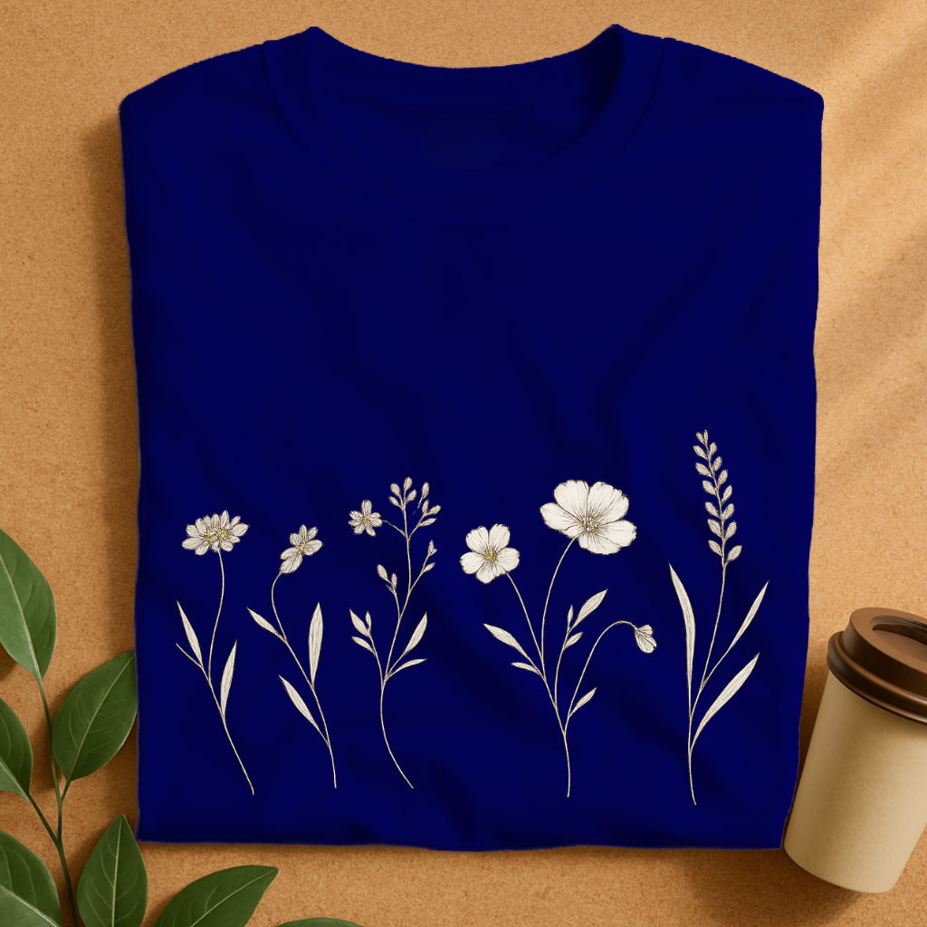 Delicate Earth-Tone Wildflowers in Gentle Breeze T-Shirt