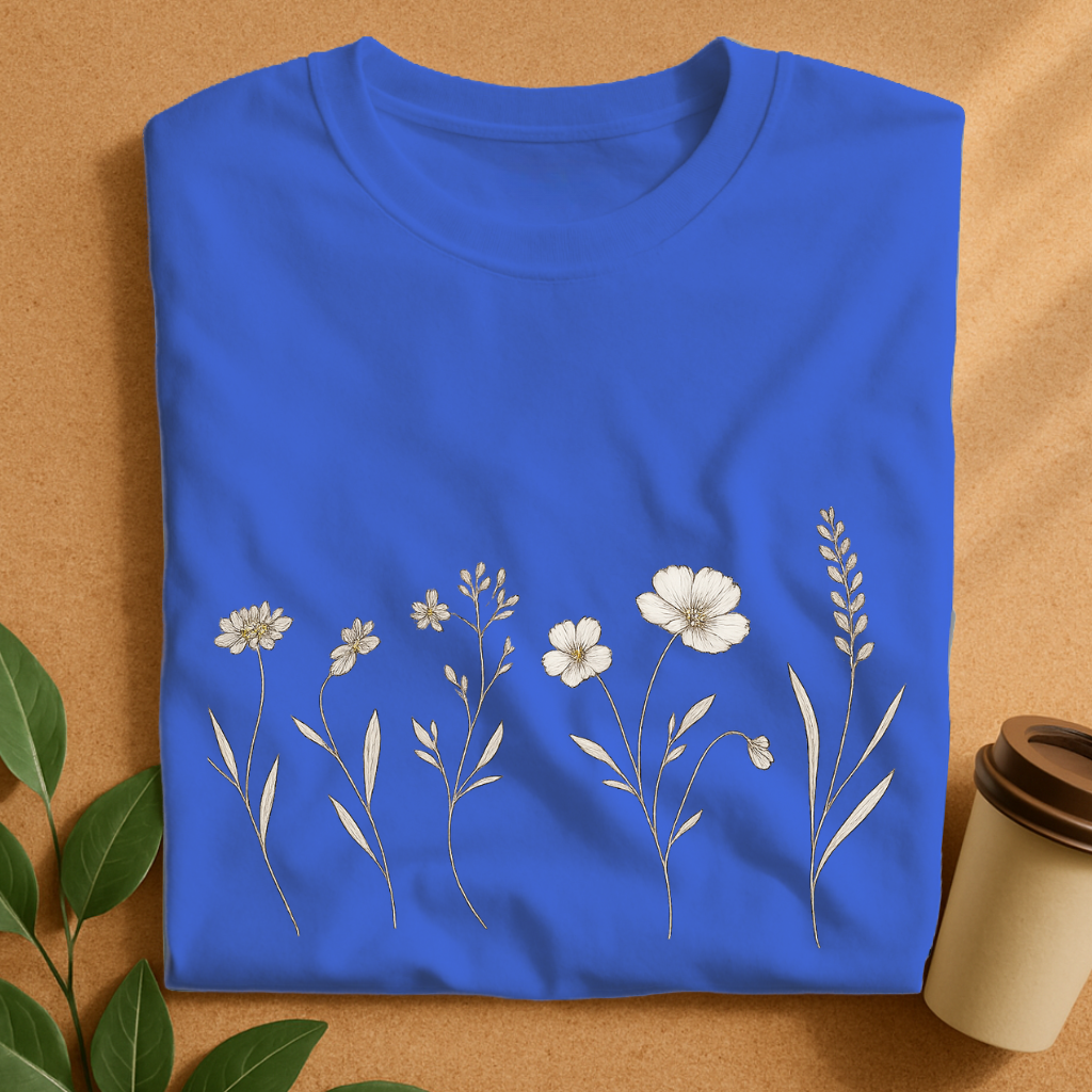 Delicate Earth-Tone Wildflowers in Gentle Breeze T-Shirt