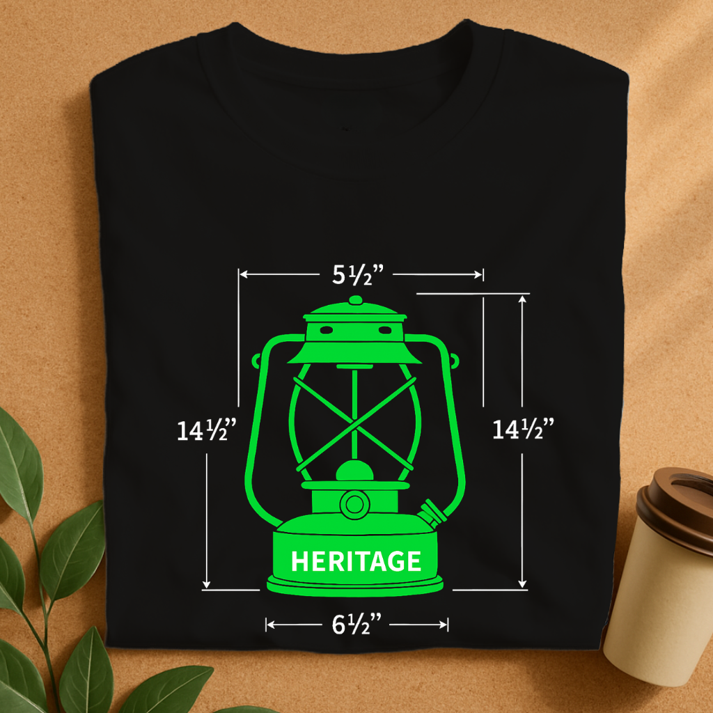 Heritage Lantern Blueprint in Forest Green & Bone T-Shirt