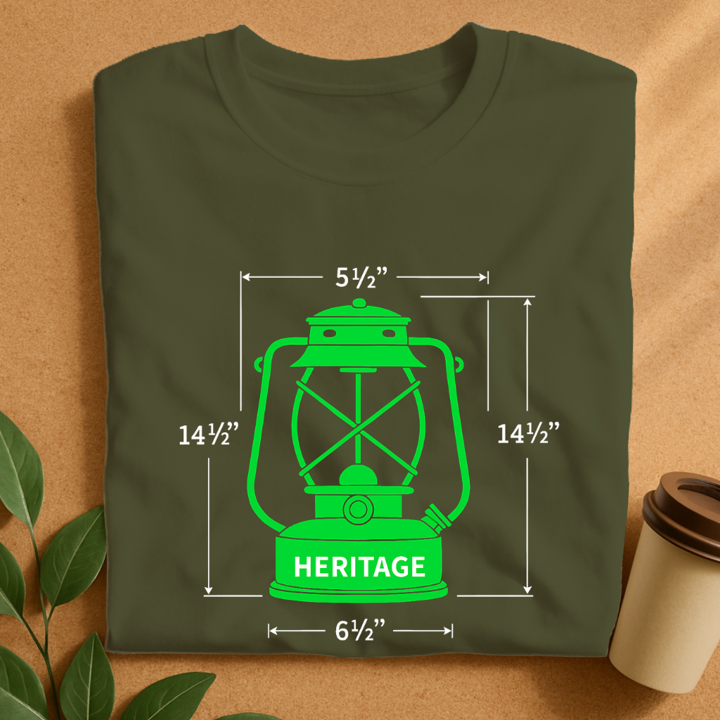 Heritage Lantern Blueprint in Forest Green & Bone T-Shirt
