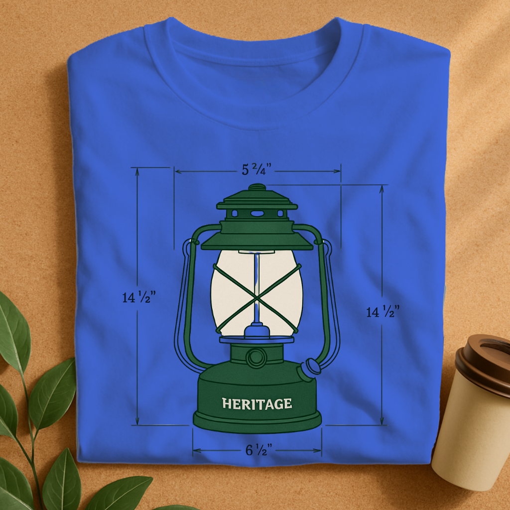 Heritage Lantern Blueprint in Forest Green & Bone T-Shirt