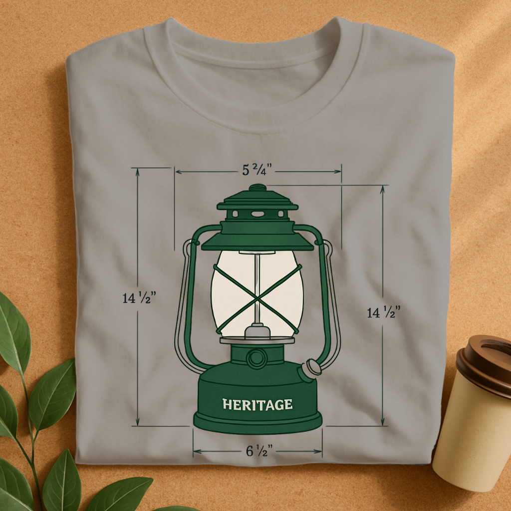 Heritage Lantern Blueprint in Forest Green & Bone T-Shirt