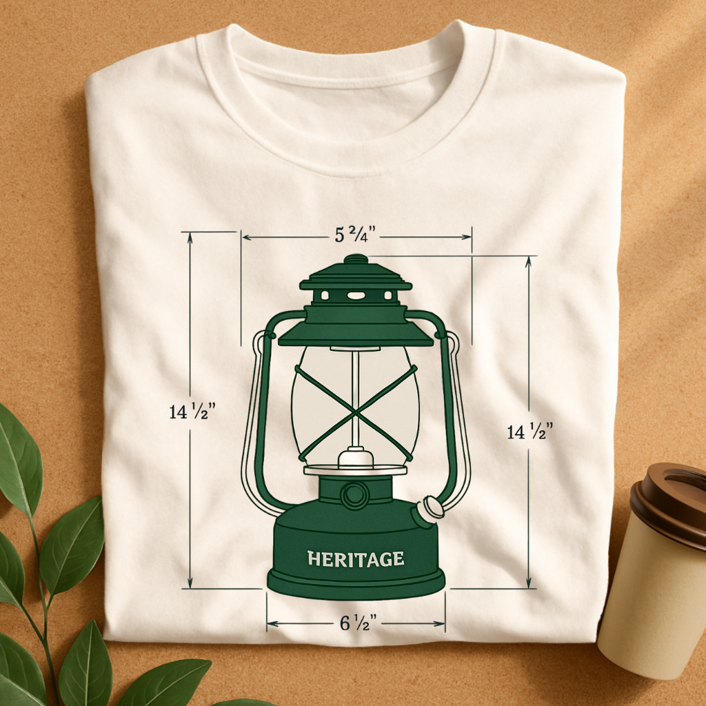 Heritage Lantern Blueprint in Forest Green & Bone T-Shirt