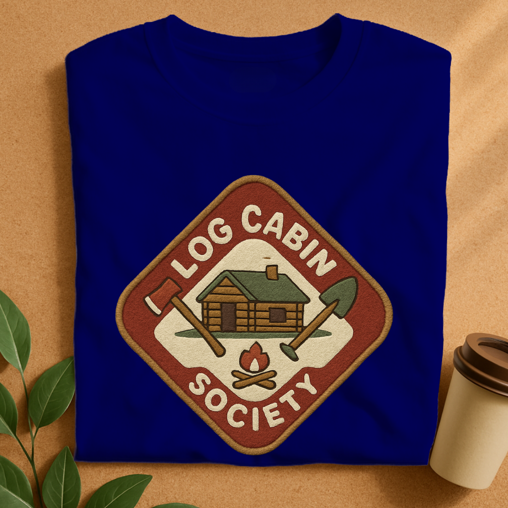 Log Cabin Society – Vintage Patch with Axe & Campfire T-Shirt
