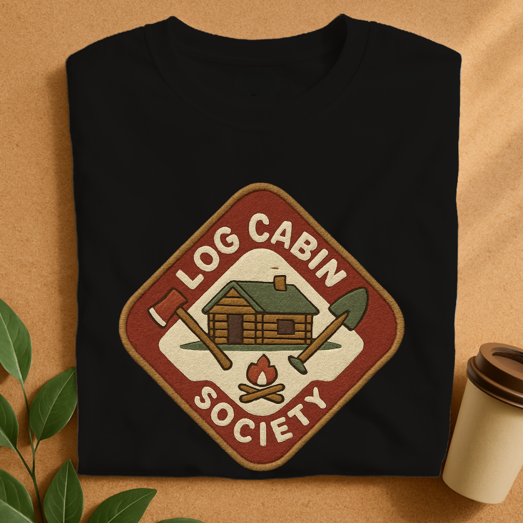 Log Cabin Society – Vintage Patch with Axe & Campfire T-Shirt