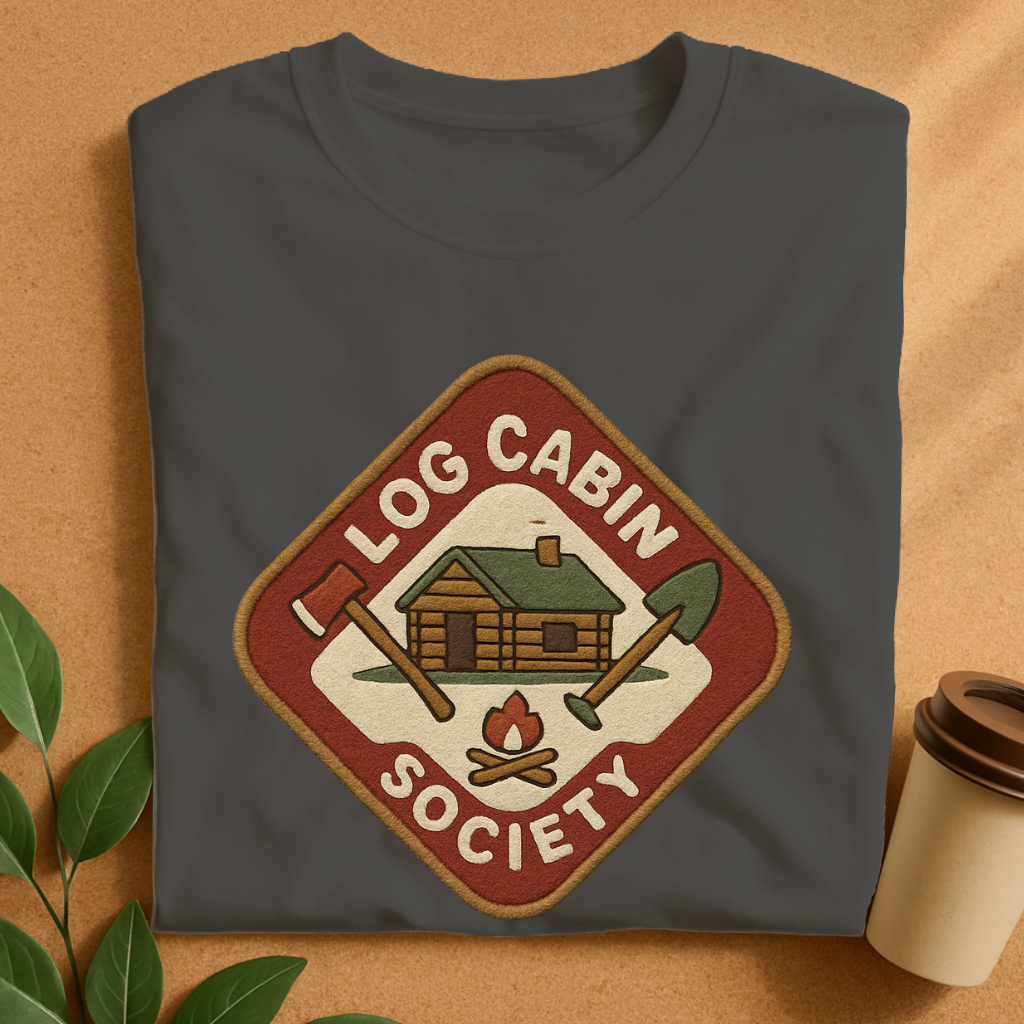 Log Cabin Society – Vintage Patch with Axe & Campfire T-Shirt
