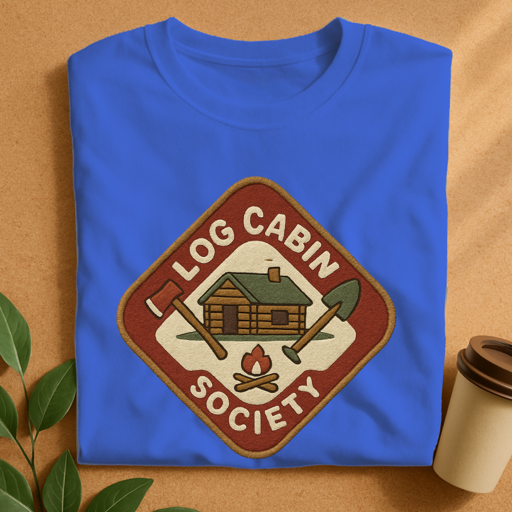 Log Cabin Society – Vintage Patch with Axe & Campfire T-Shirt