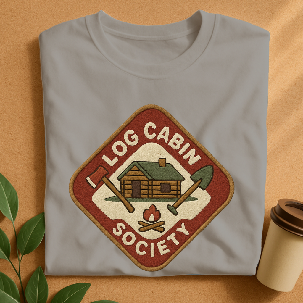 Log Cabin Society – Vintage Patch with Axe & Campfire T-Shirt