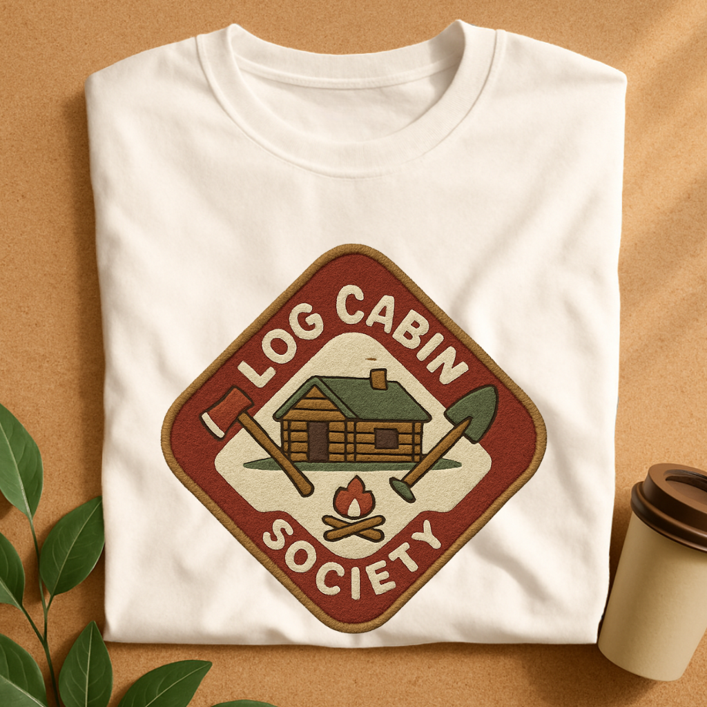 Log Cabin Society – Vintage Patch with Axe & Campfire T-Shirt