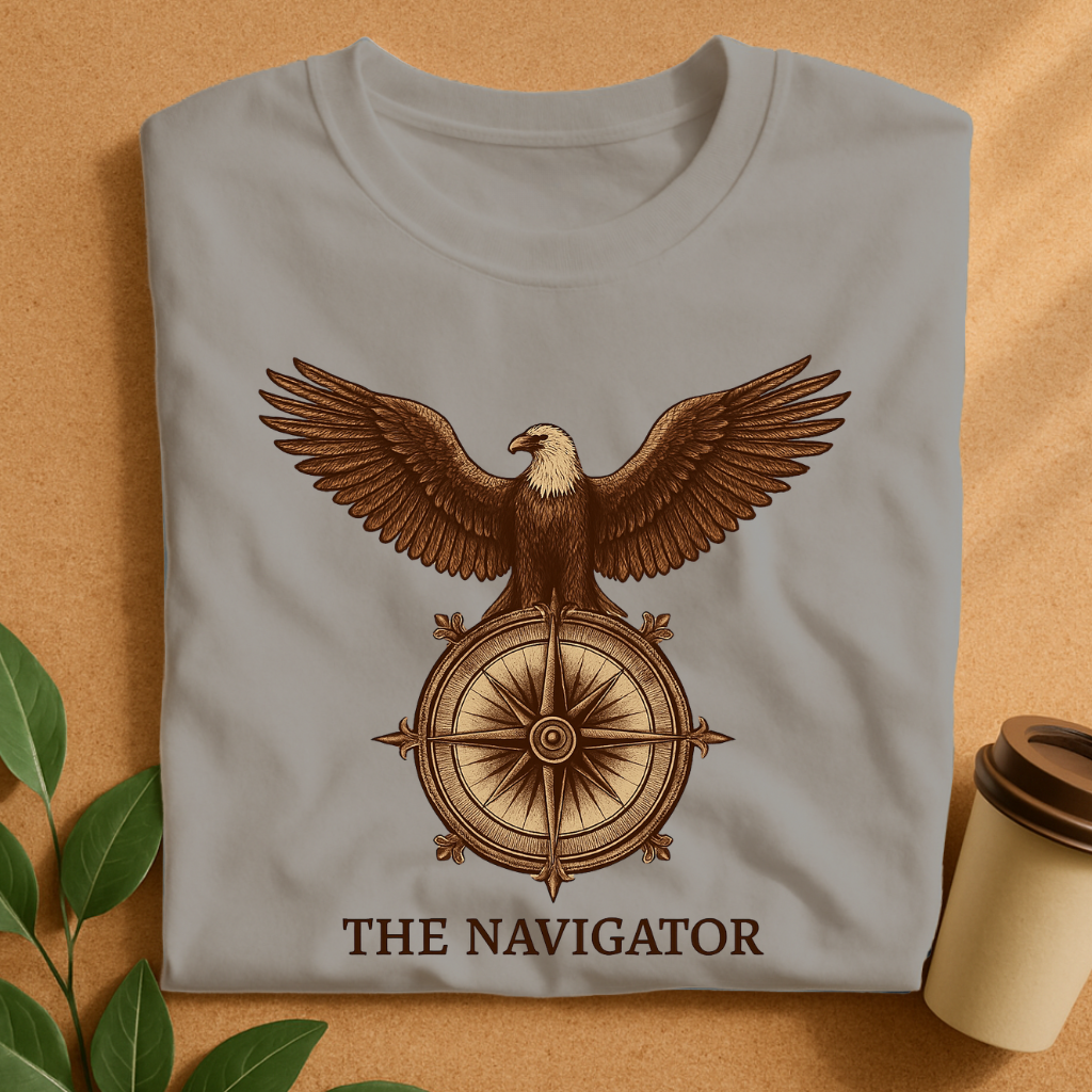 Majestic Eagle with Compass – Wings Spread Adventure T-Shirt
