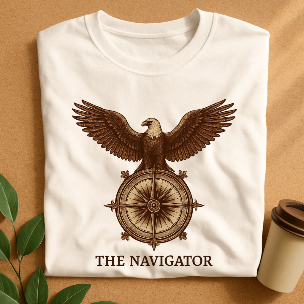 Majestic Eagle with Compass – Wings Spread Adventure T-Shirt