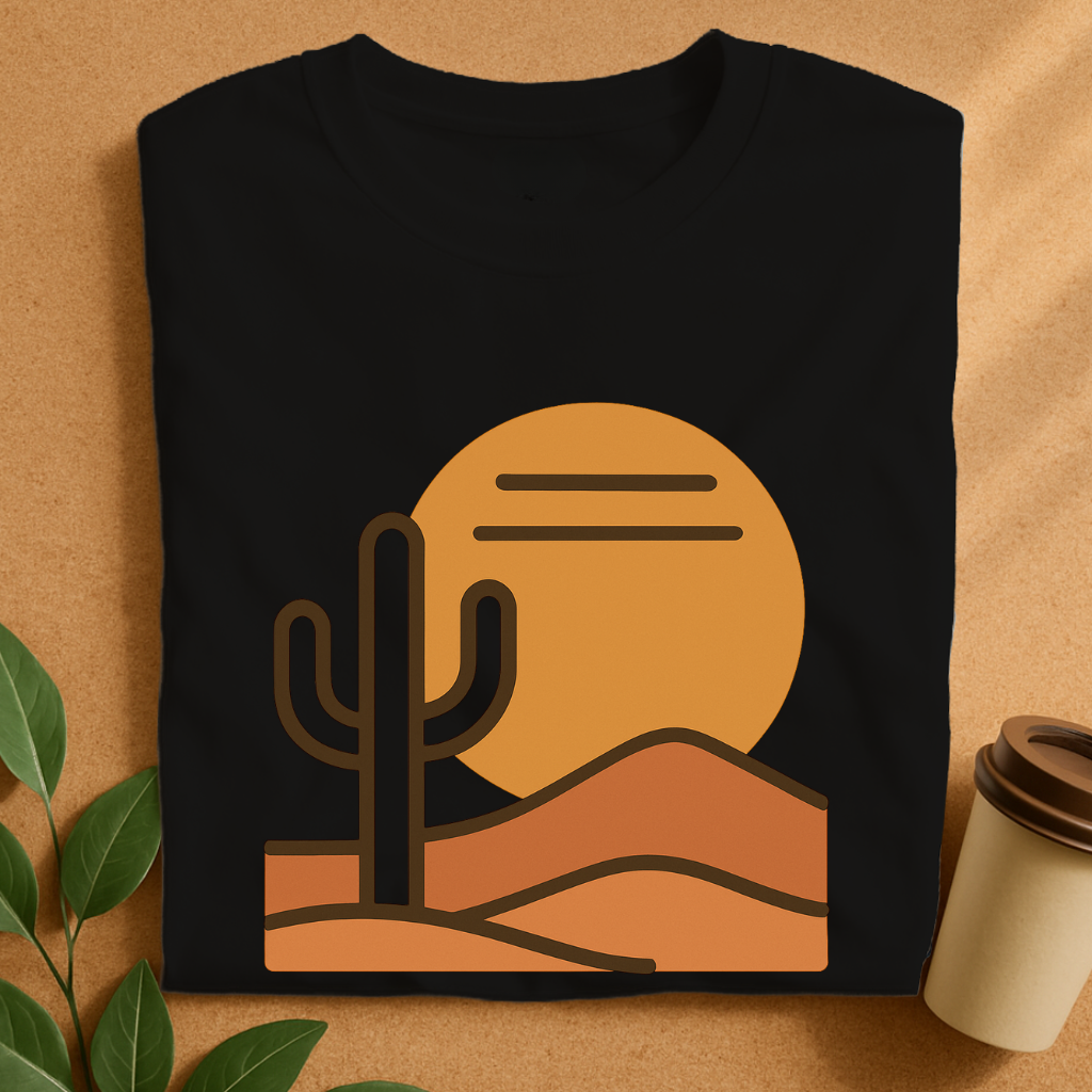 Saguaro Sunset – Minimalist Desert Line Art T-Shirt