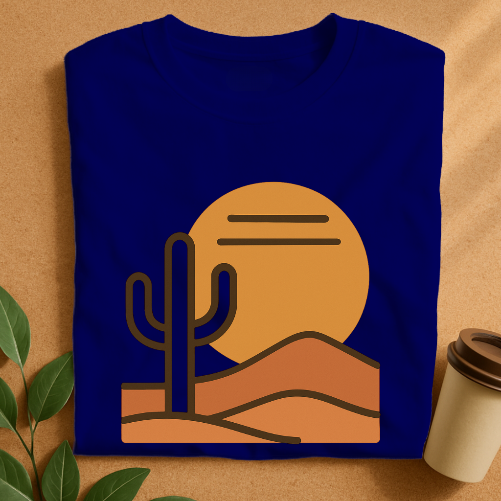 Saguaro Sunset – Minimalist Desert Line Art T-Shirt