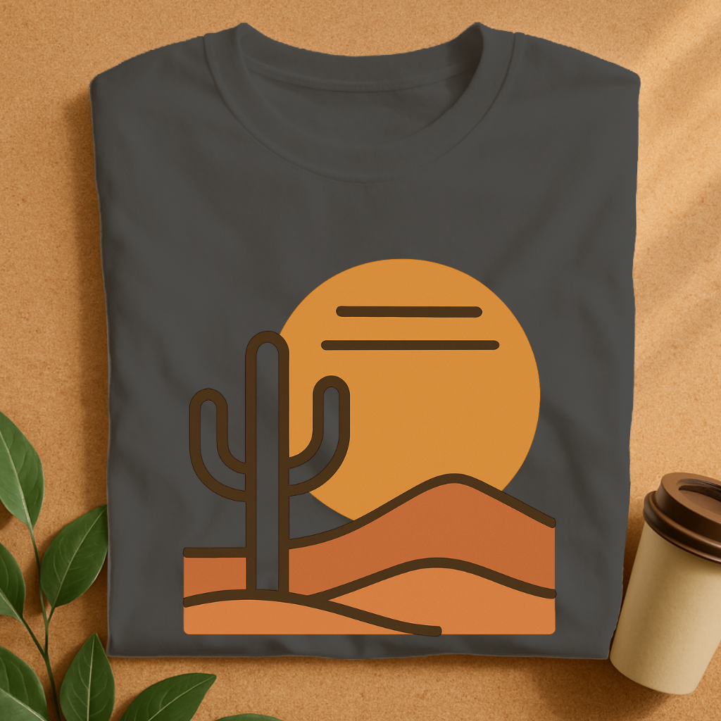 Saguaro Sunset – Minimalist Desert Line Art T-Shirt