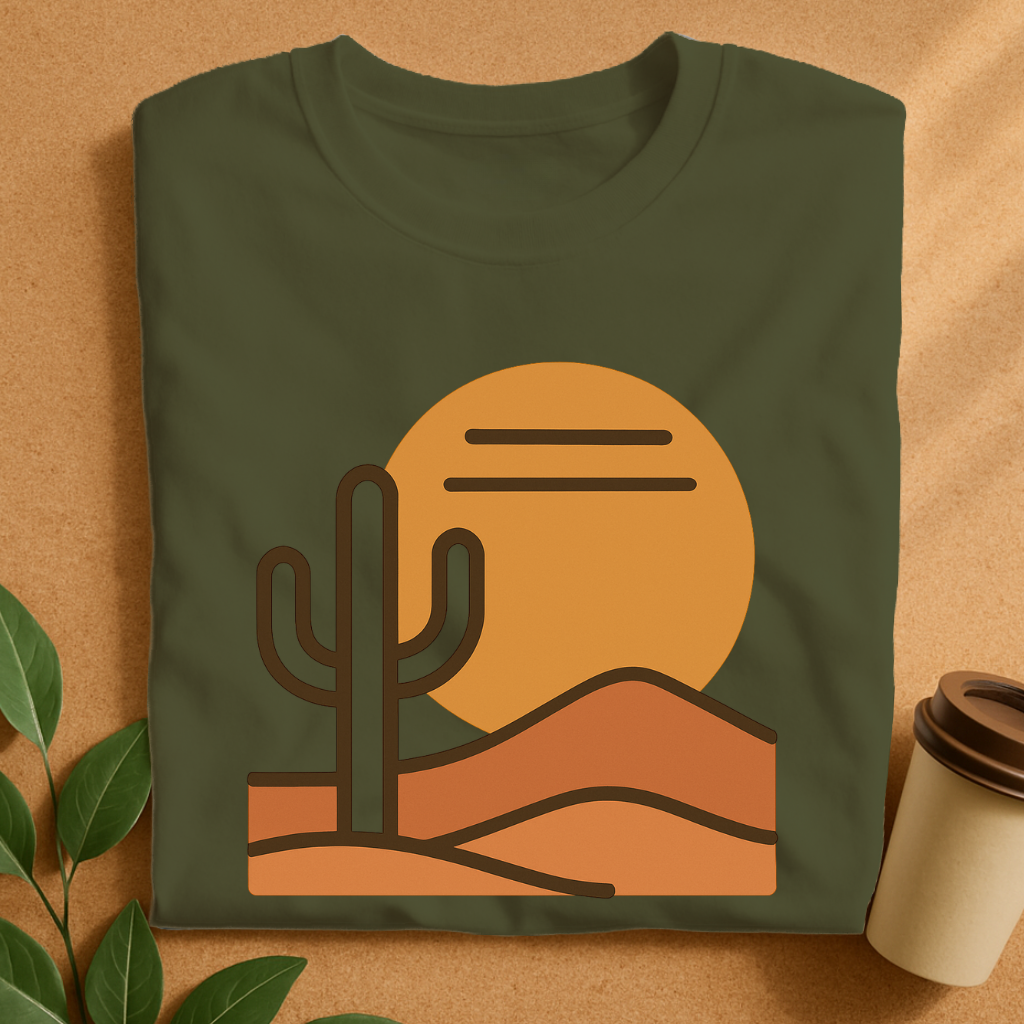 Saguaro Sunset – Minimalist Desert Line Art T-Shirt