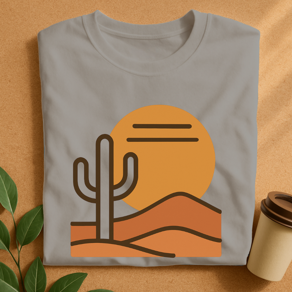 Saguaro Sunset – Minimalist Desert Line Art T-Shirt