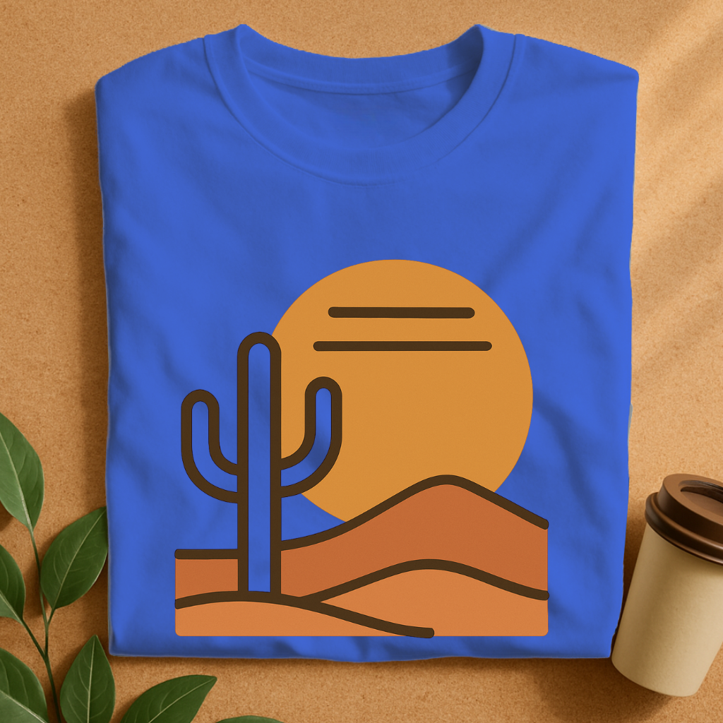Saguaro Sunset – Minimalist Desert Line Art T-Shirt