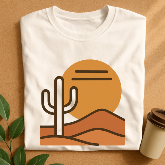 Saguaro Sunset – Minimalist Desert Line Art T-Shirt