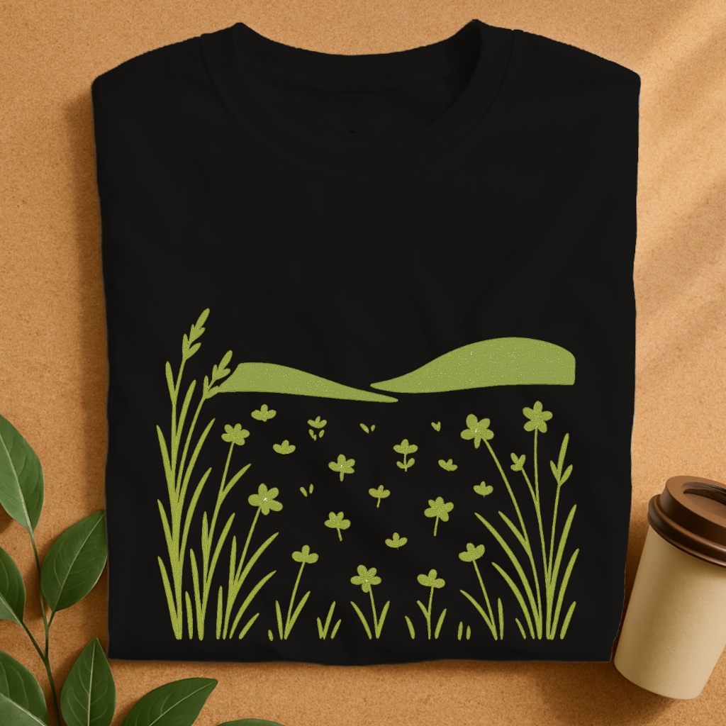 Minimalist Vintage Meadow with Wildflowers T-Shirt