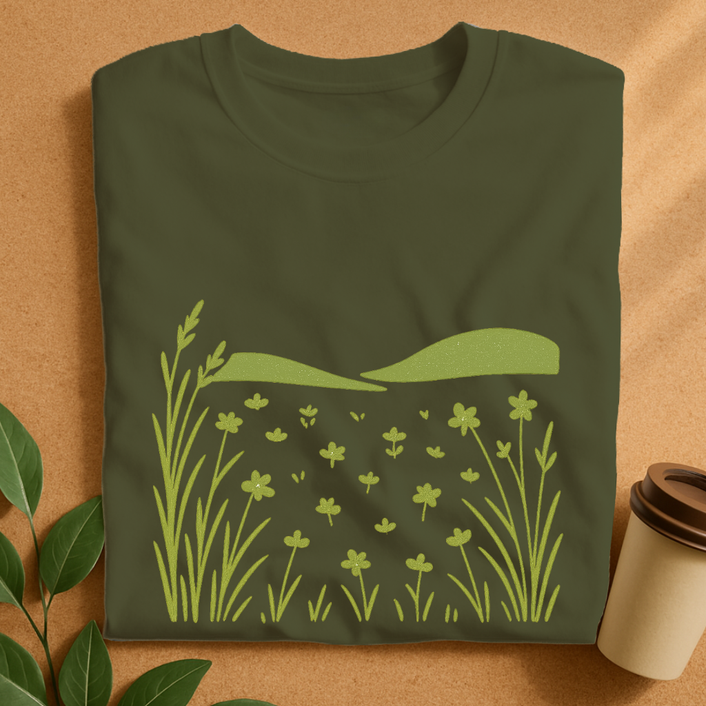 Minimalist Vintage Meadow with Wildflowers T-Shirt