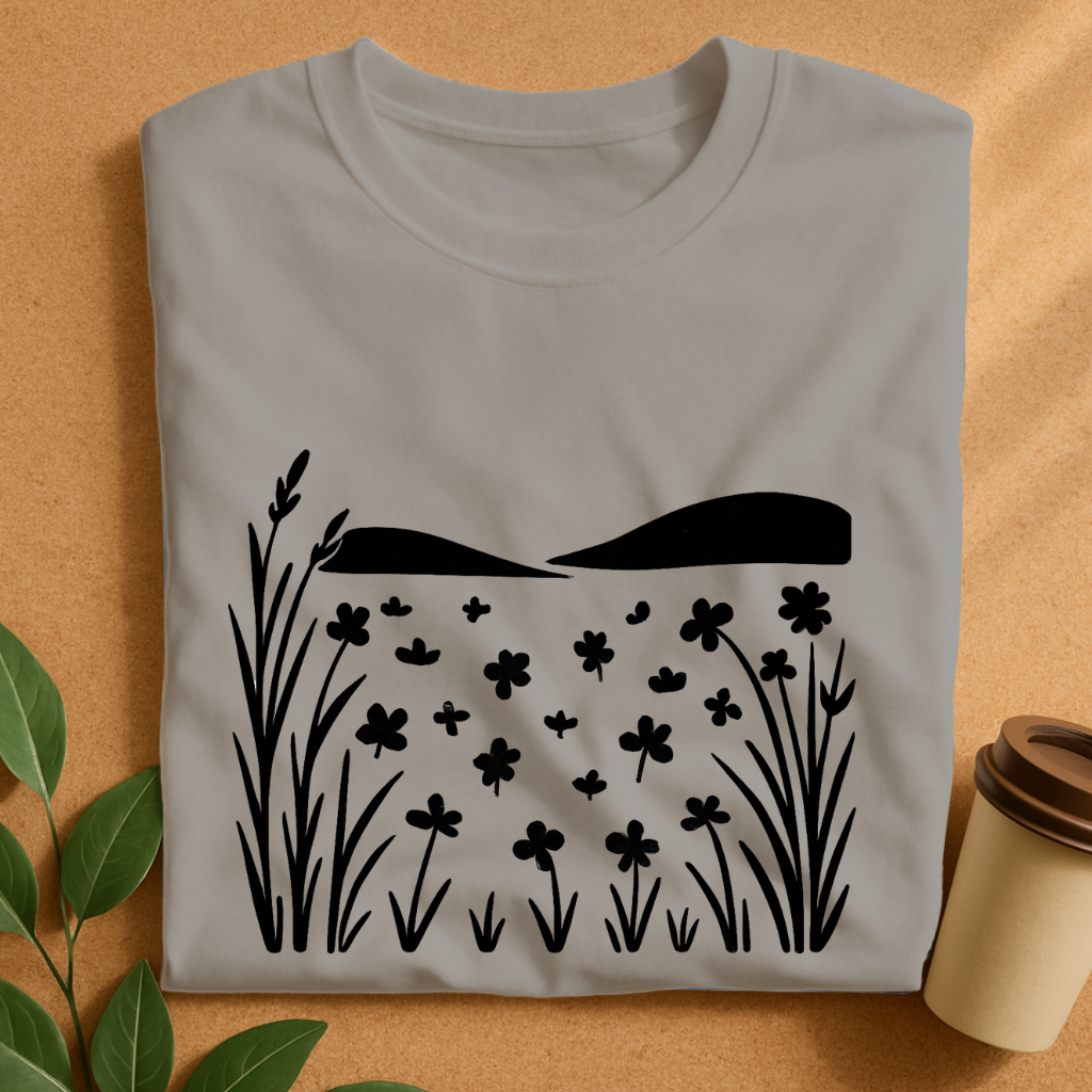 Minimalist Vintage Meadow with Wildflowers T-Shirt