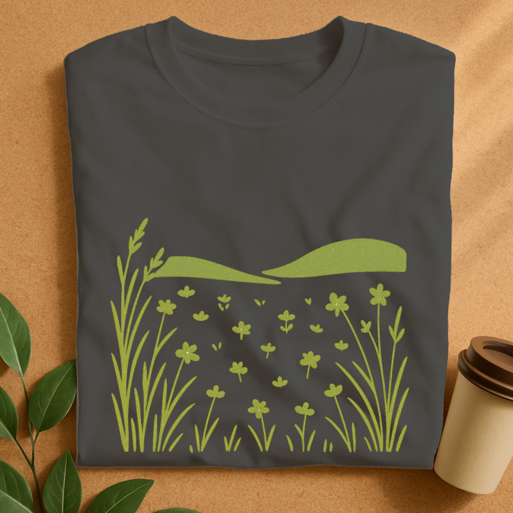 Minimalist Vintage Meadow with Wildflowers T-Shirt