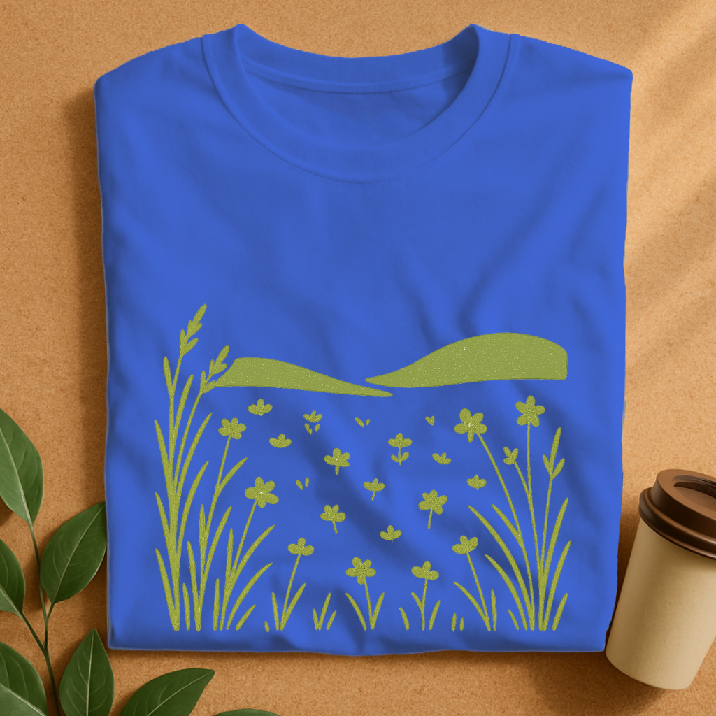 Minimalist Vintage Meadow with Wildflowers T-Shirt