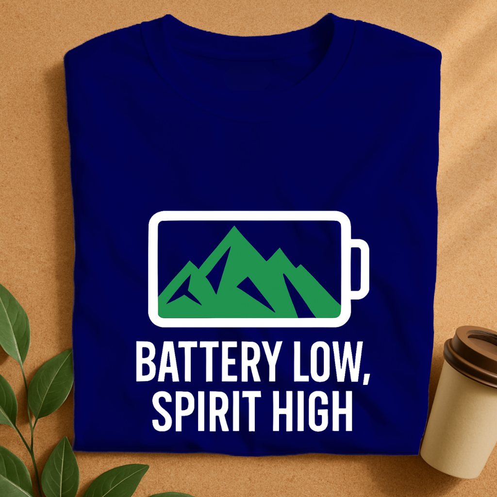 Mountain Charge – Battery Low, Spirit High T-Shirt