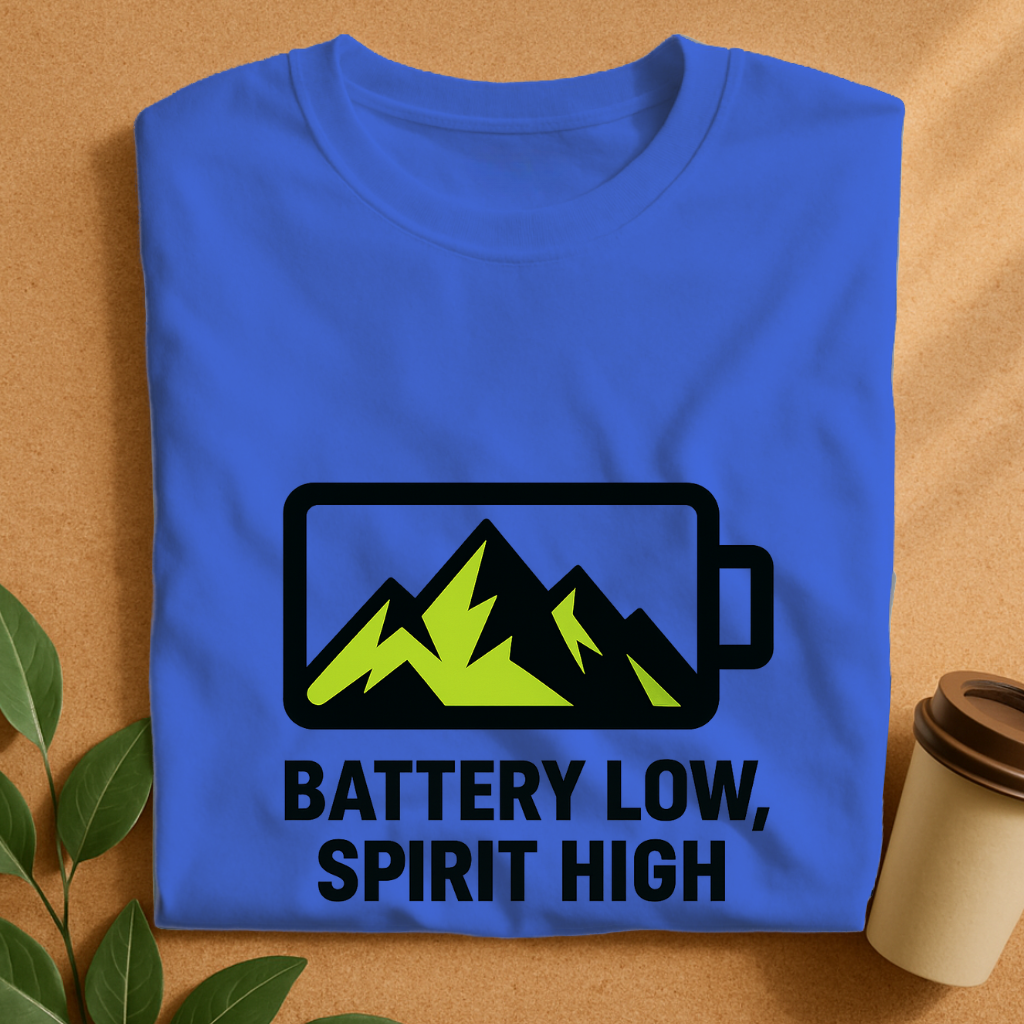 Mountain Charge – Battery Low, Spirit High T-Shirt