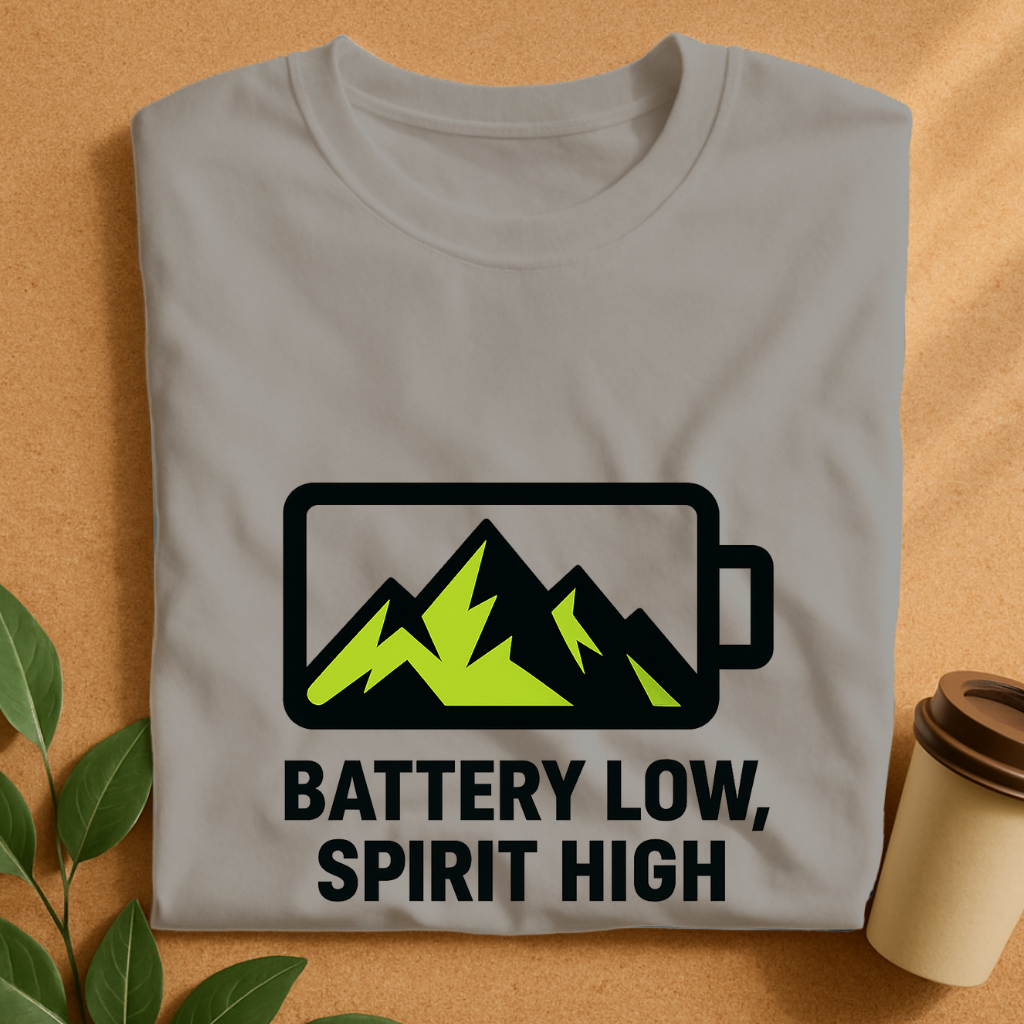 Mountain Charge – Battery Low, Spirit High T-Shirt