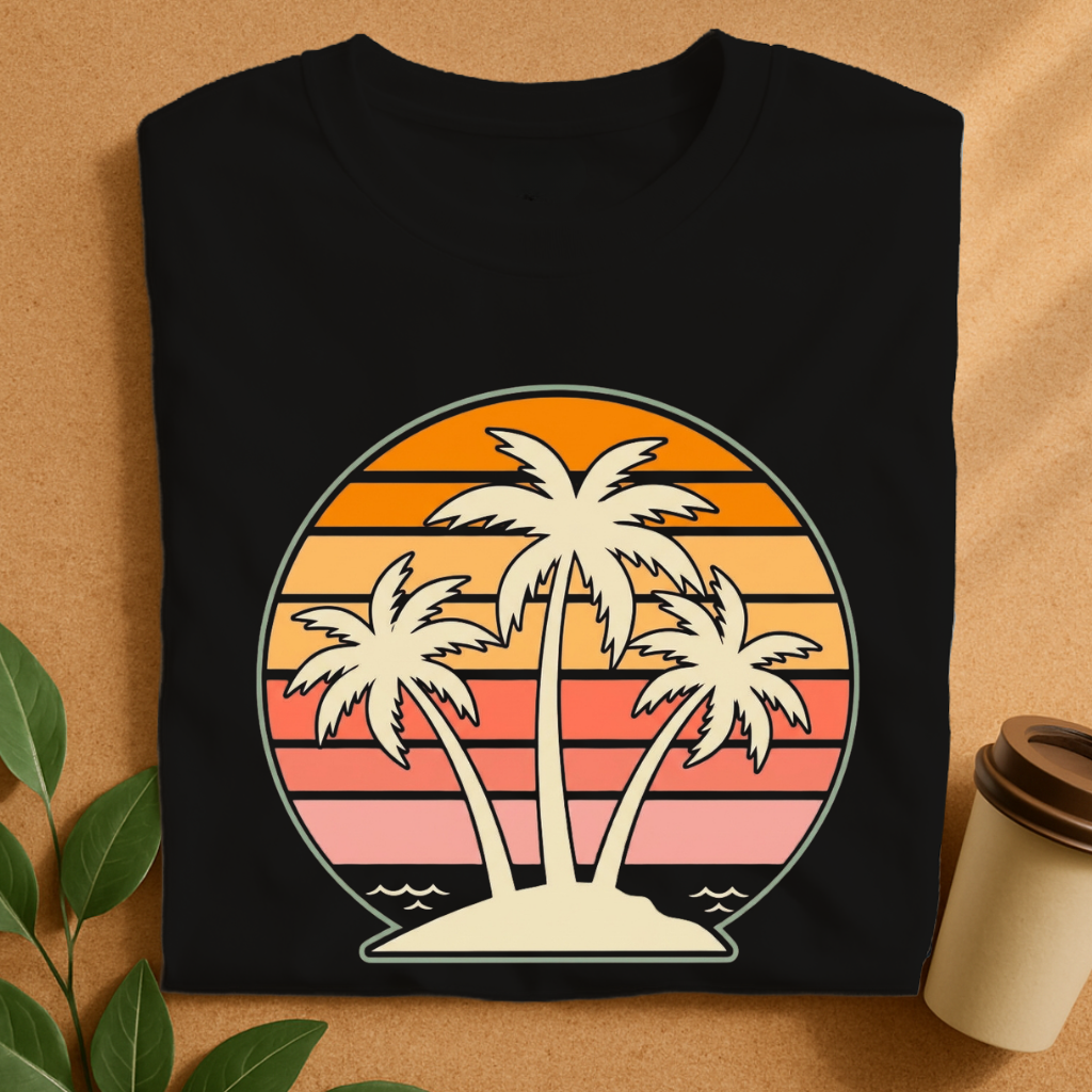 Retro Palm Sunset Beach T-Shirt