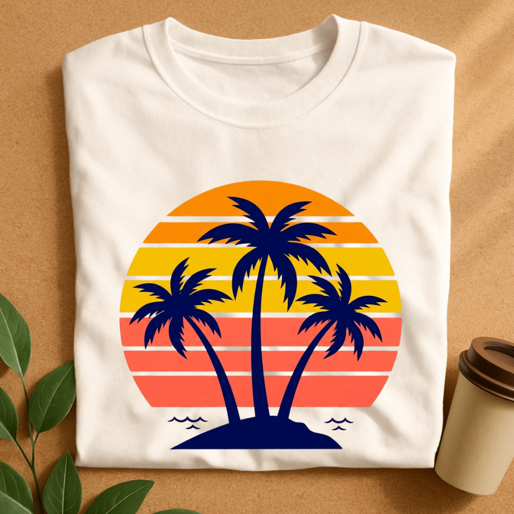 Retro Palm Sunset Beach T-Shirt