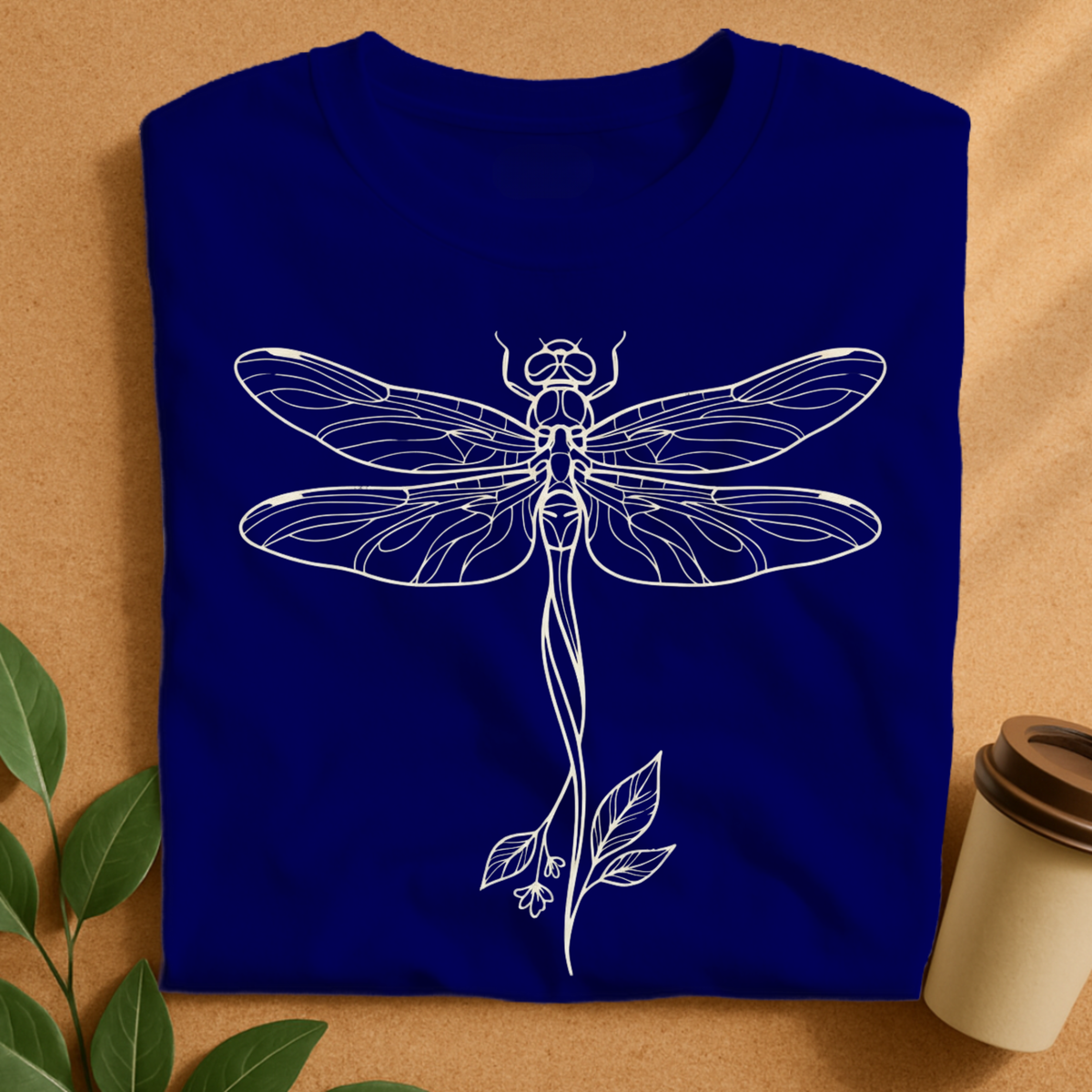 Botanical Dragonfly Line Art T-Shirt