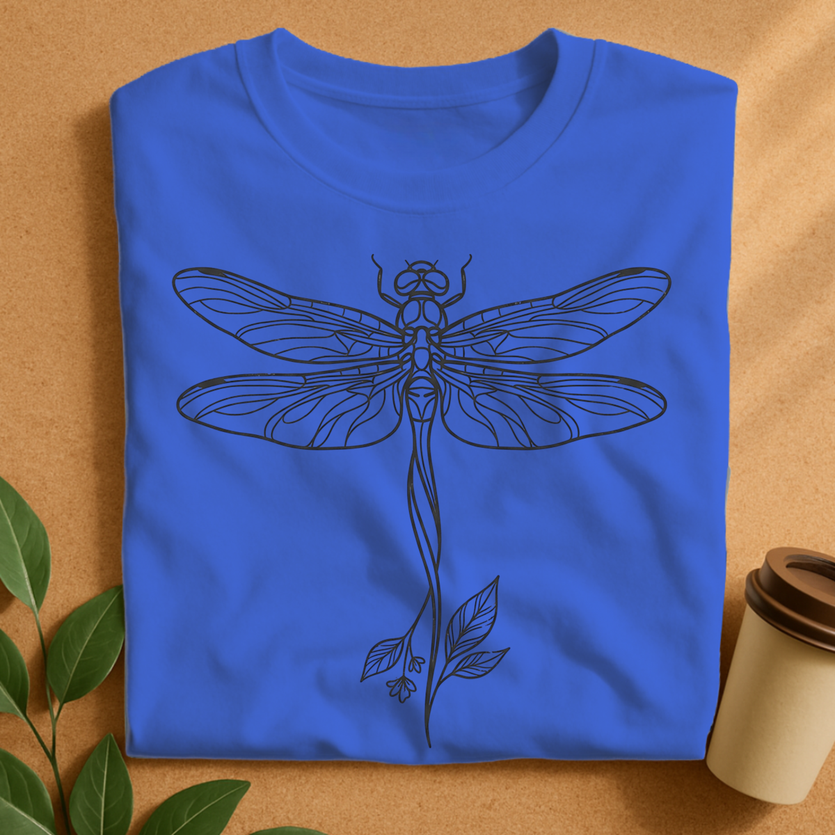 Botanical Dragonfly Line Art T-Shirt