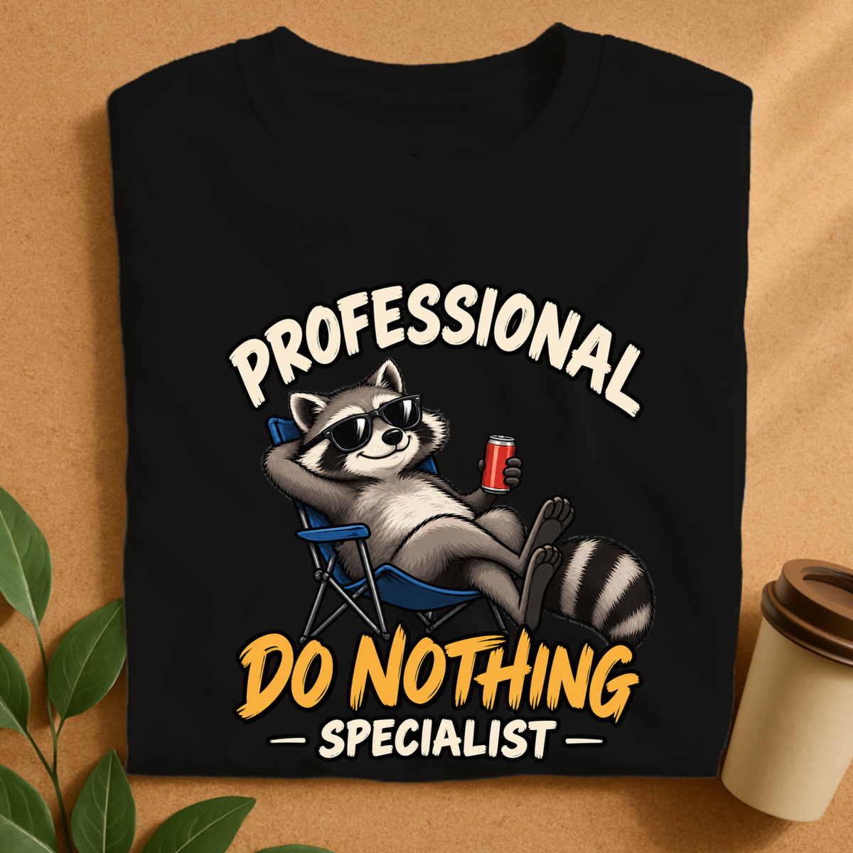 Professional Do Nothing Specialist Raccoon T-Shirt, Funny Lazy Animal Tee