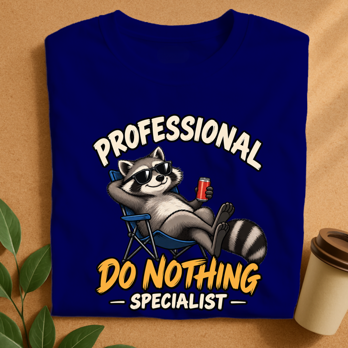 Professional Do Nothing Specialist Raccoon T-Shirt, Funny Lazy Animal Tee
