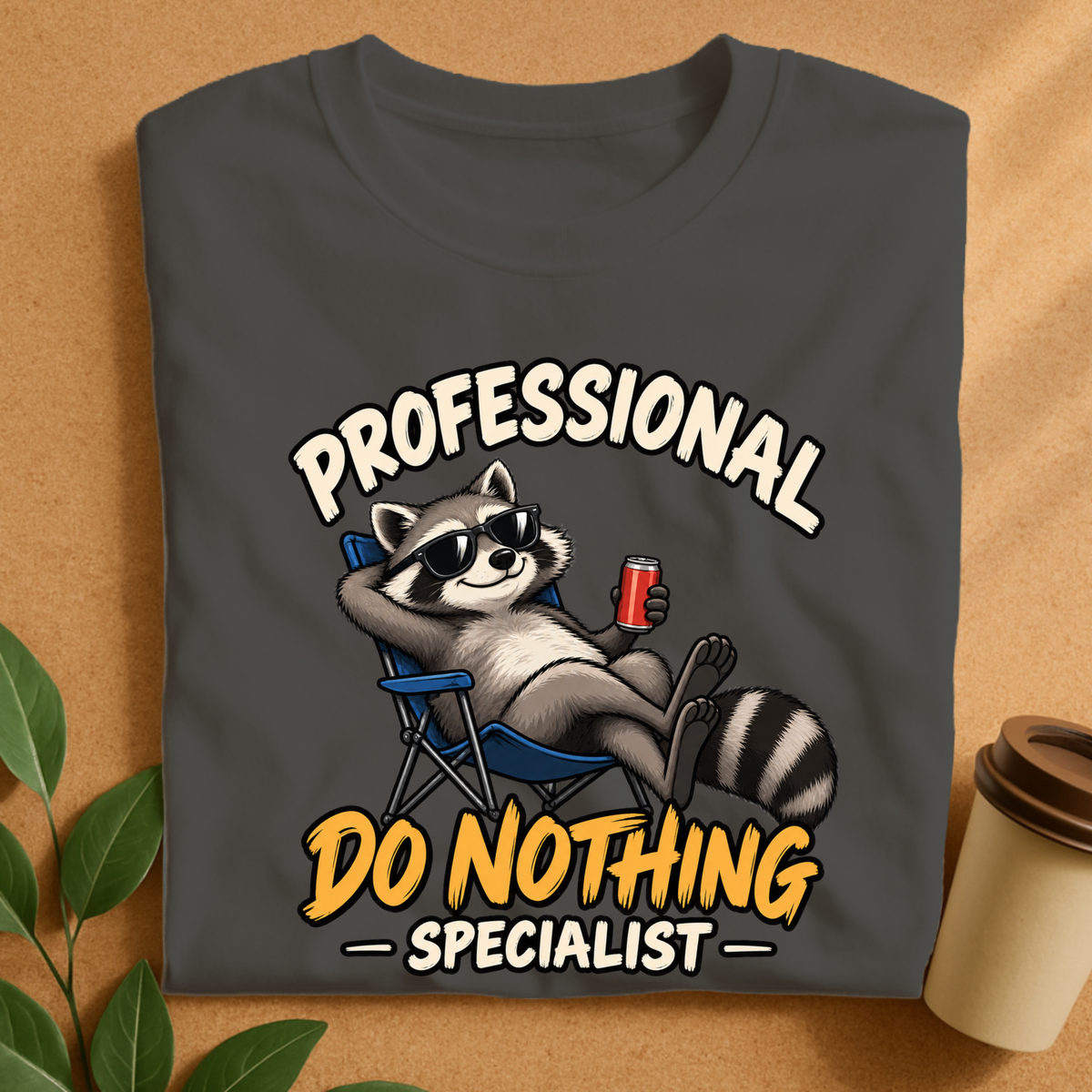 Professional Do Nothing Specialist Raccoon T-Shirt, Funny Lazy Animal Tee