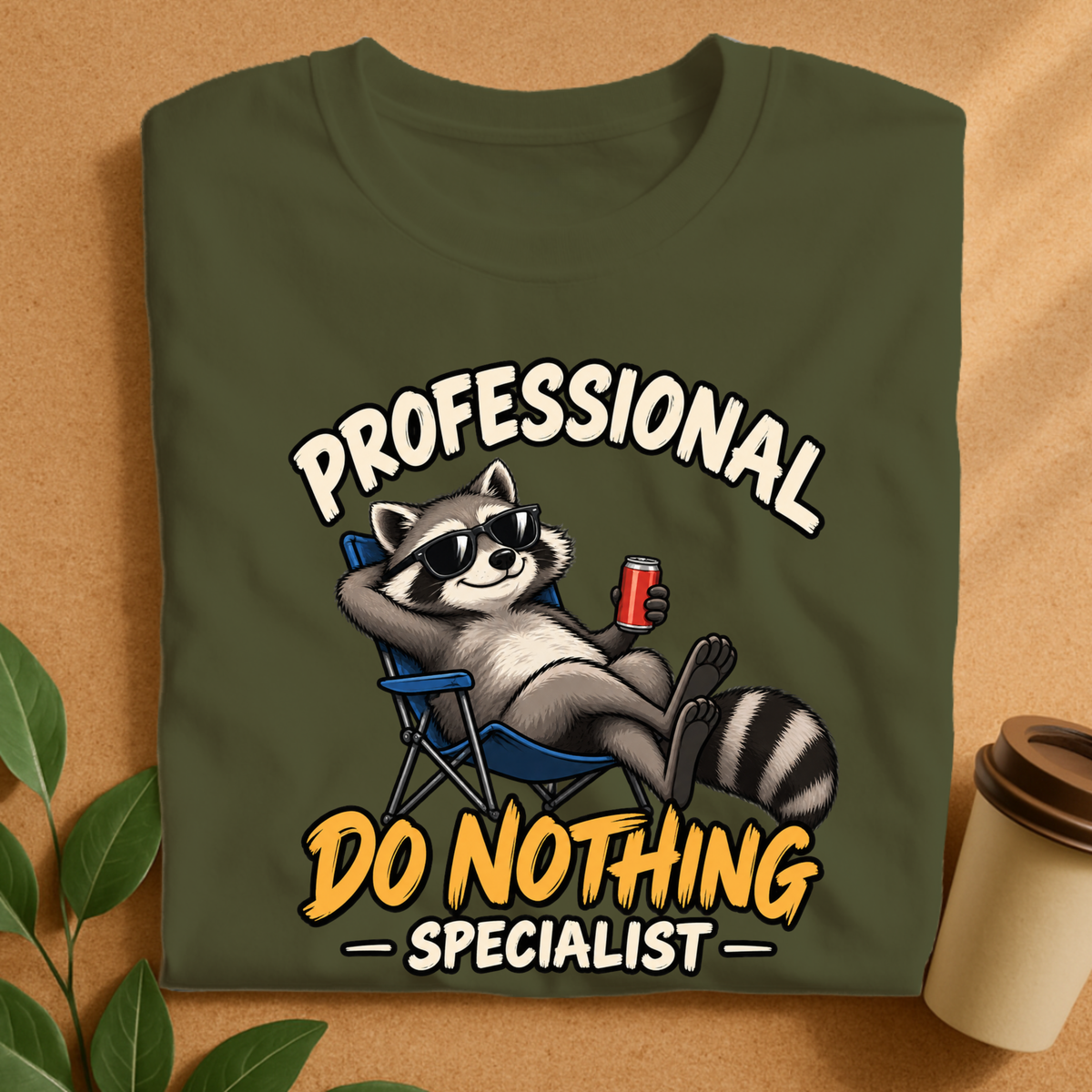 Professional Do Nothing Specialist Raccoon T-Shirt, Funny Lazy Animal Tee