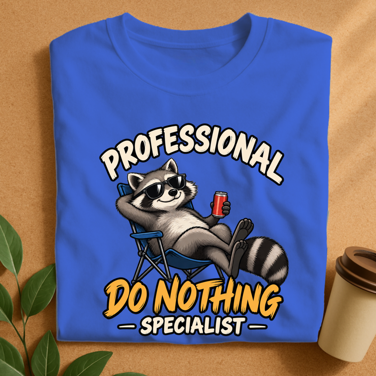 Professional Do Nothing Specialist Raccoon T-Shirt, Funny Lazy Animal Tee