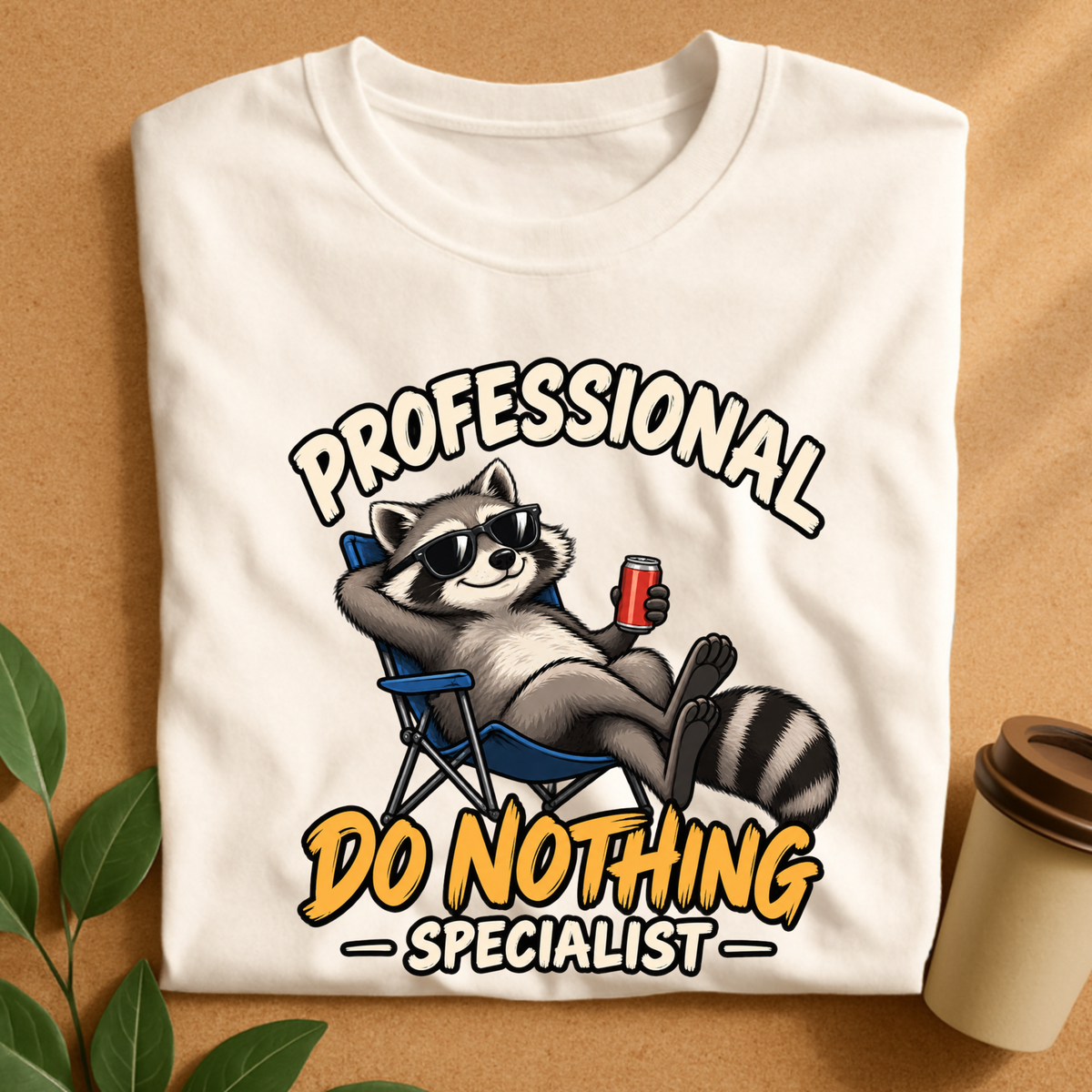 Professional Do Nothing Specialist Raccoon T-Shirt, Funny Lazy Animal Tee