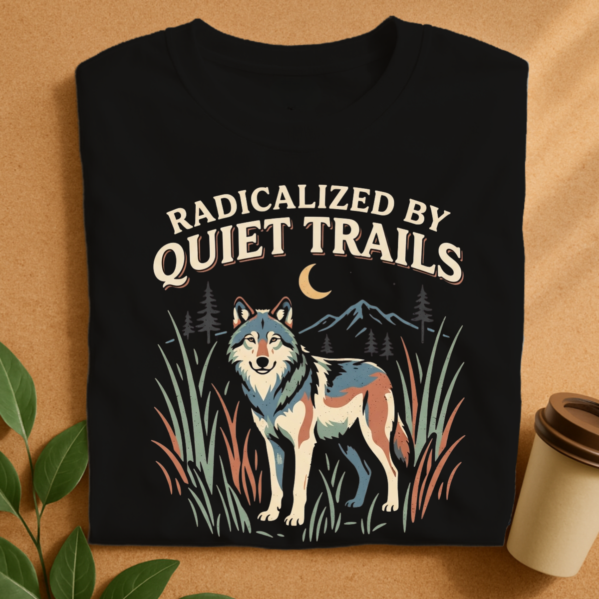 Radicalized By Quiet Trails Wolf T-Shirt, Funny Hiking Nature Tee