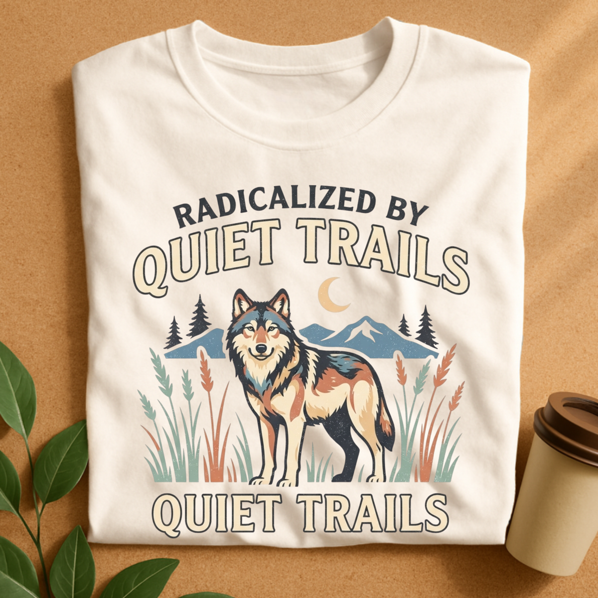 Radicalized By Quiet Trails Wolf T-Shirt, Funny Hiking Nature Tee