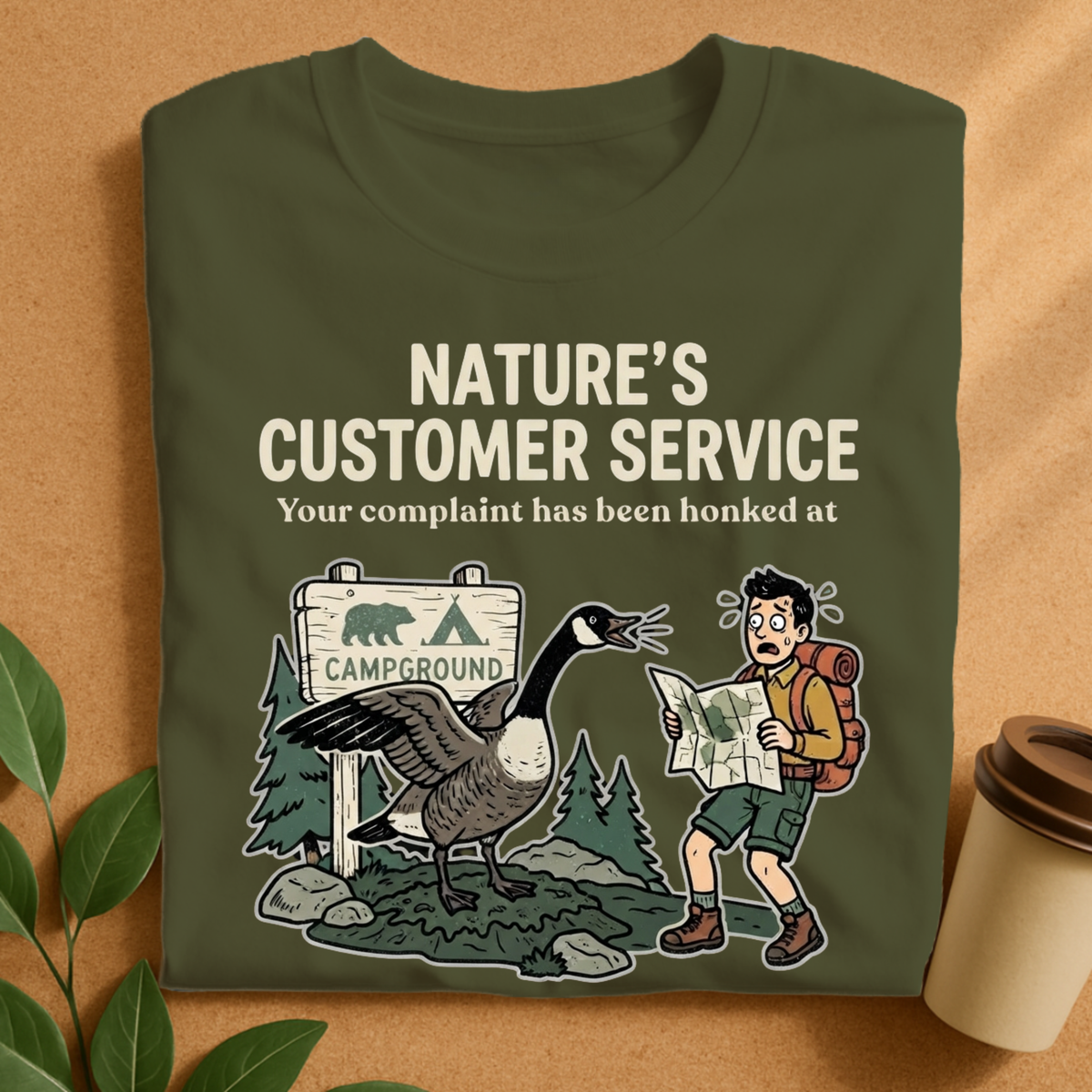 Nature’s Customer Service Funny Goose Camping T-Shirt