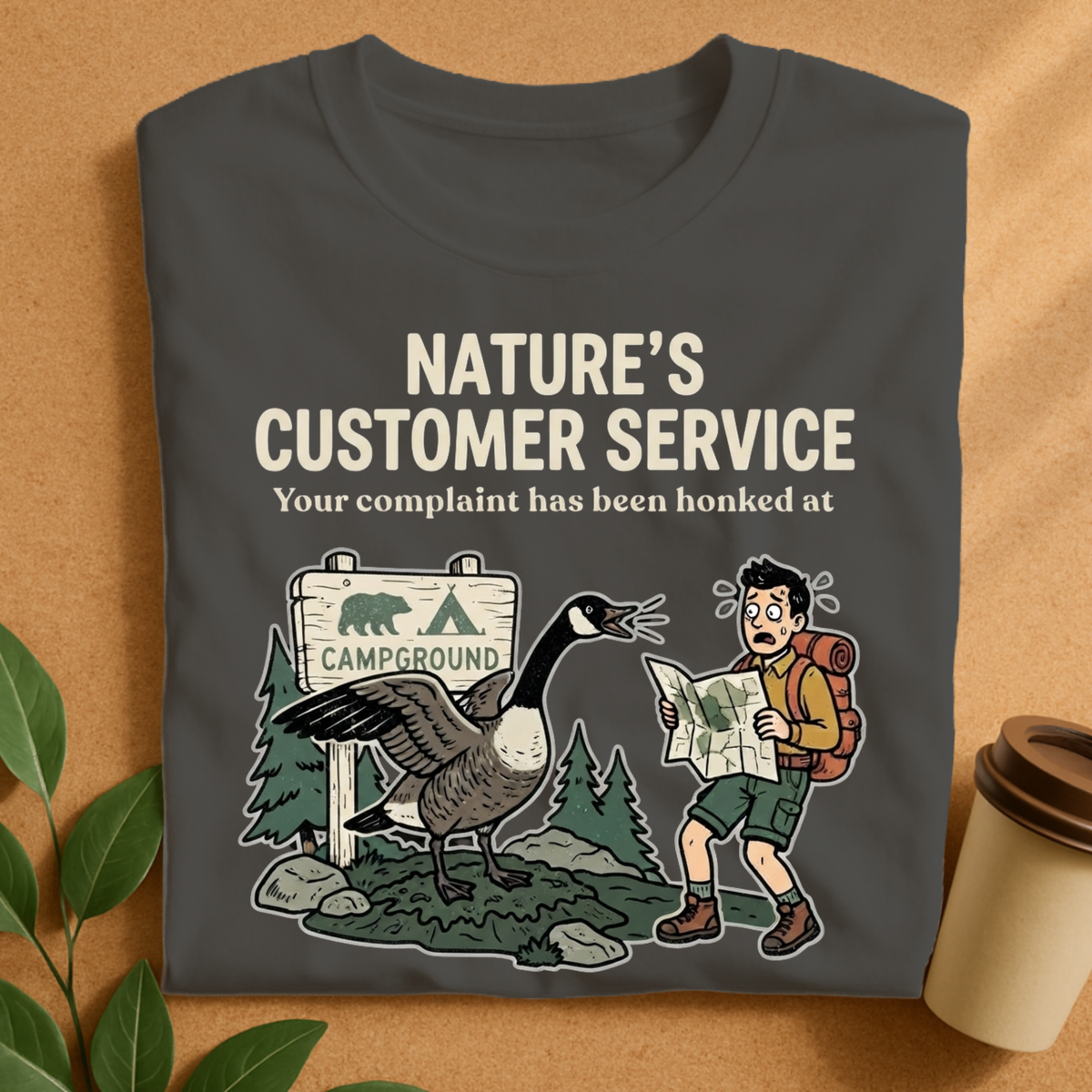 Nature’s Customer Service Funny Goose Camping T-Shirt
