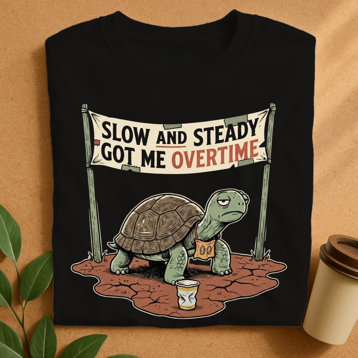 Slow and Steady Got Me Overtime Turtle T-Shirt