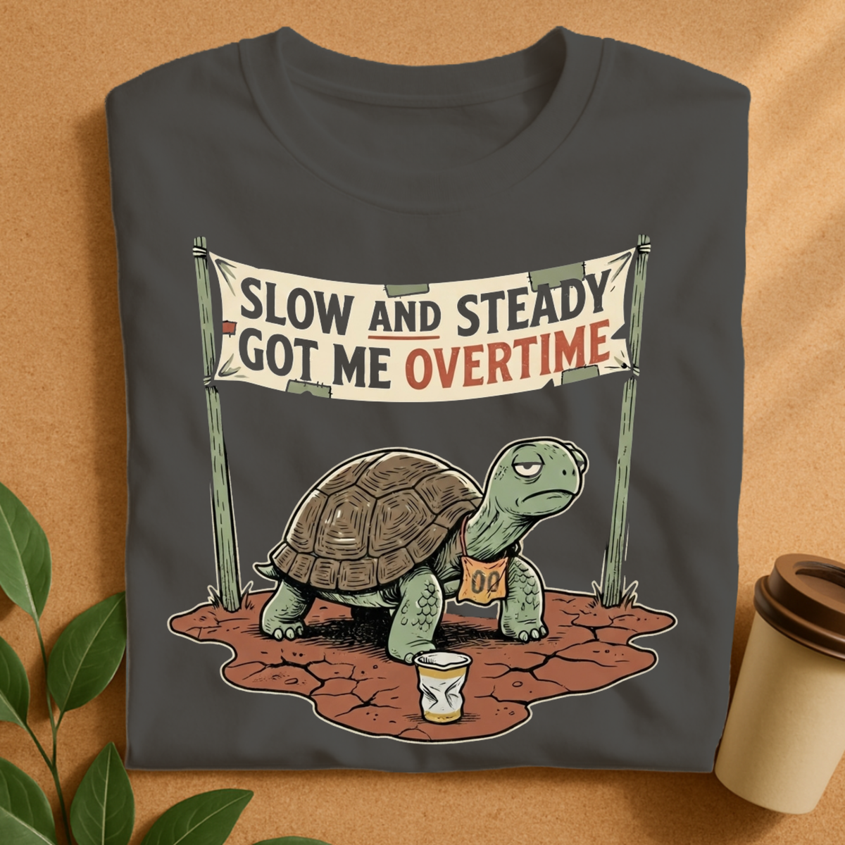Slow and Steady Got Me Overtime Turtle T-Shirt