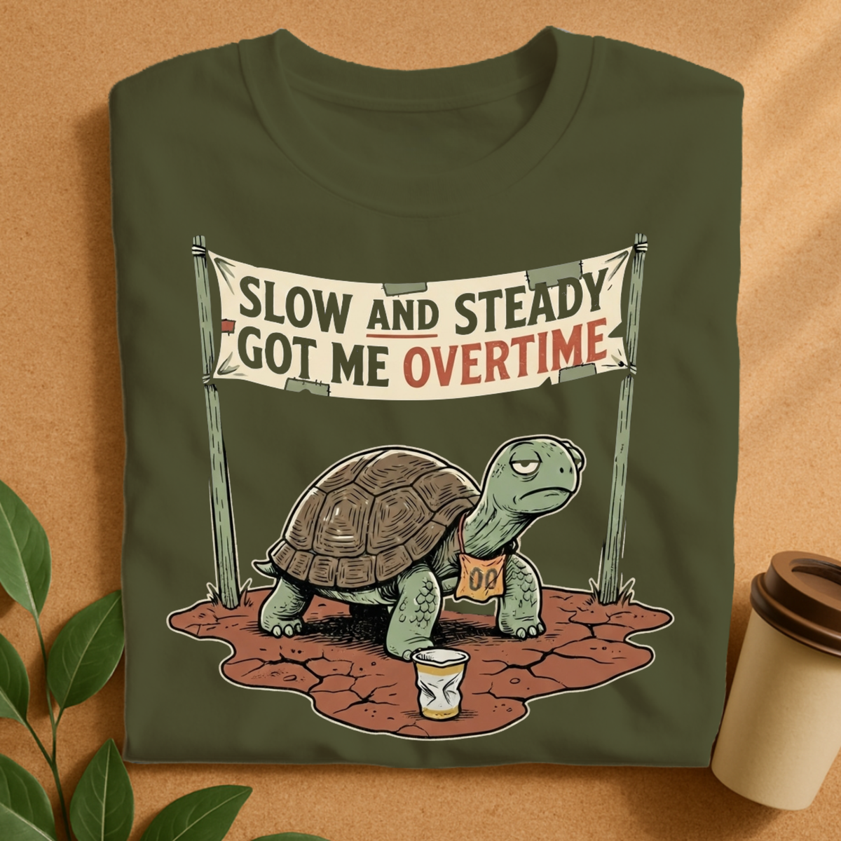 Slow and Steady Got Me Overtime Turtle T-Shirt