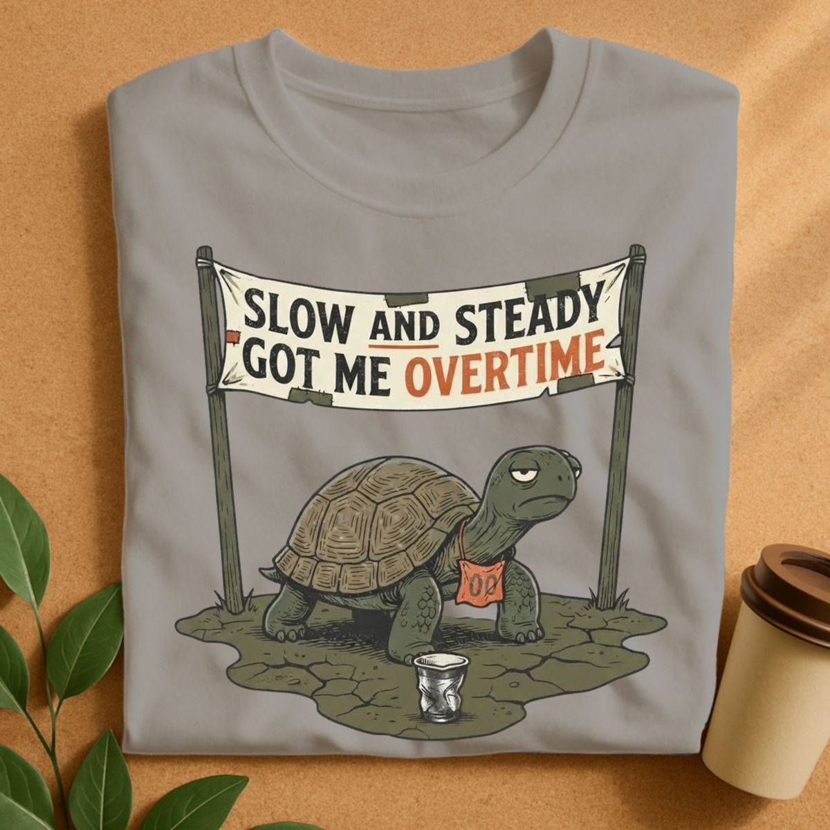 Slow and Steady Got Me Overtime Turtle T-Shirt