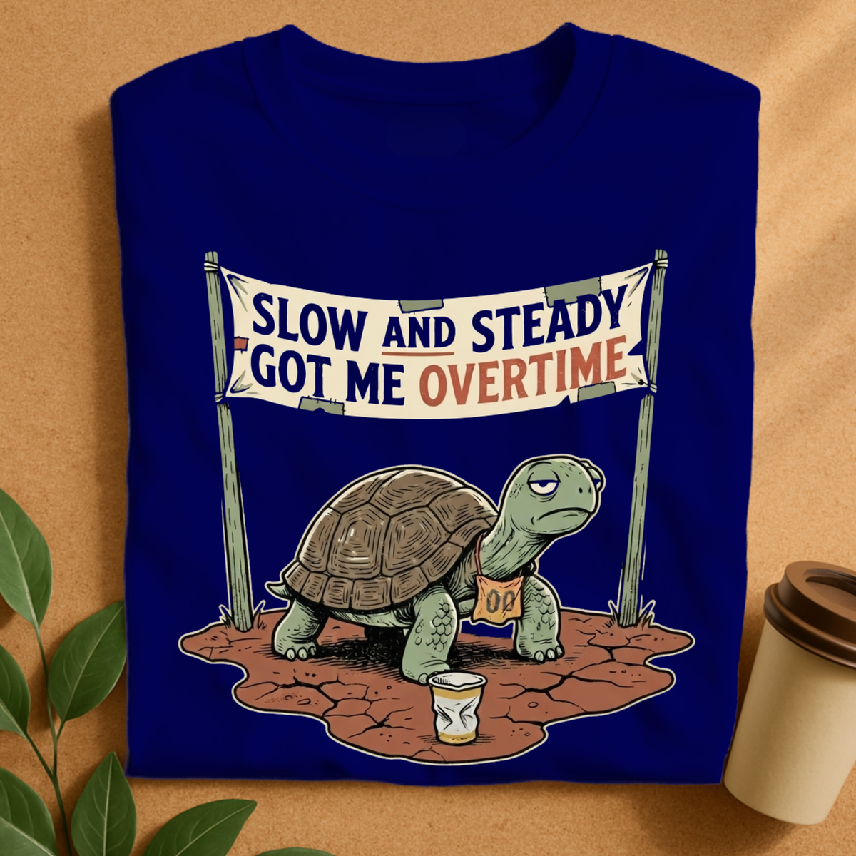 Slow and Steady Got Me Overtime Turtle T-Shirt